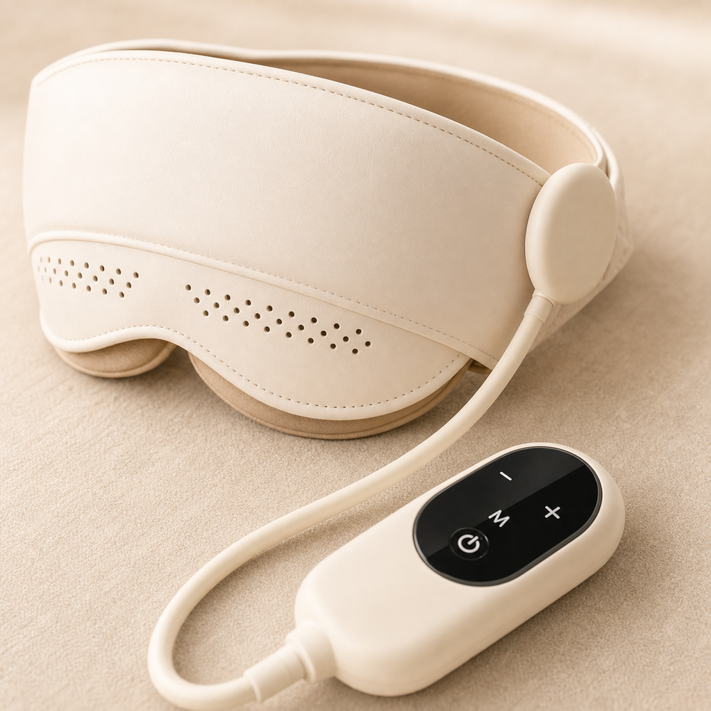 Virelax cordless heated eye massager in cream
