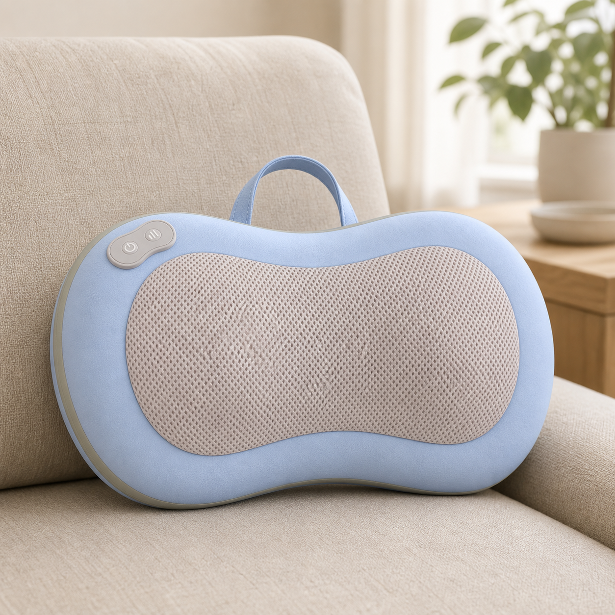 Apricot neck massager pillow with breathable mesh