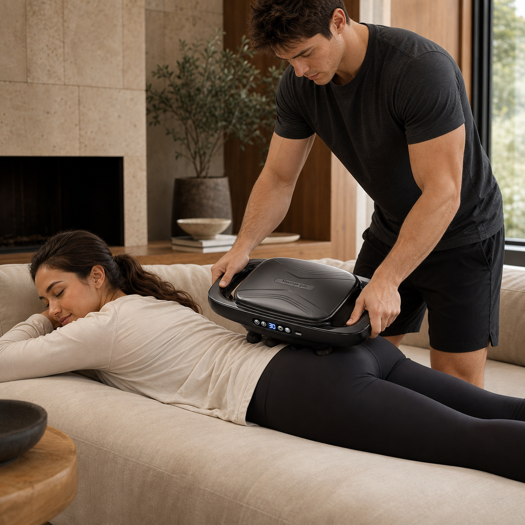 Dual-handle massager controls and grip
