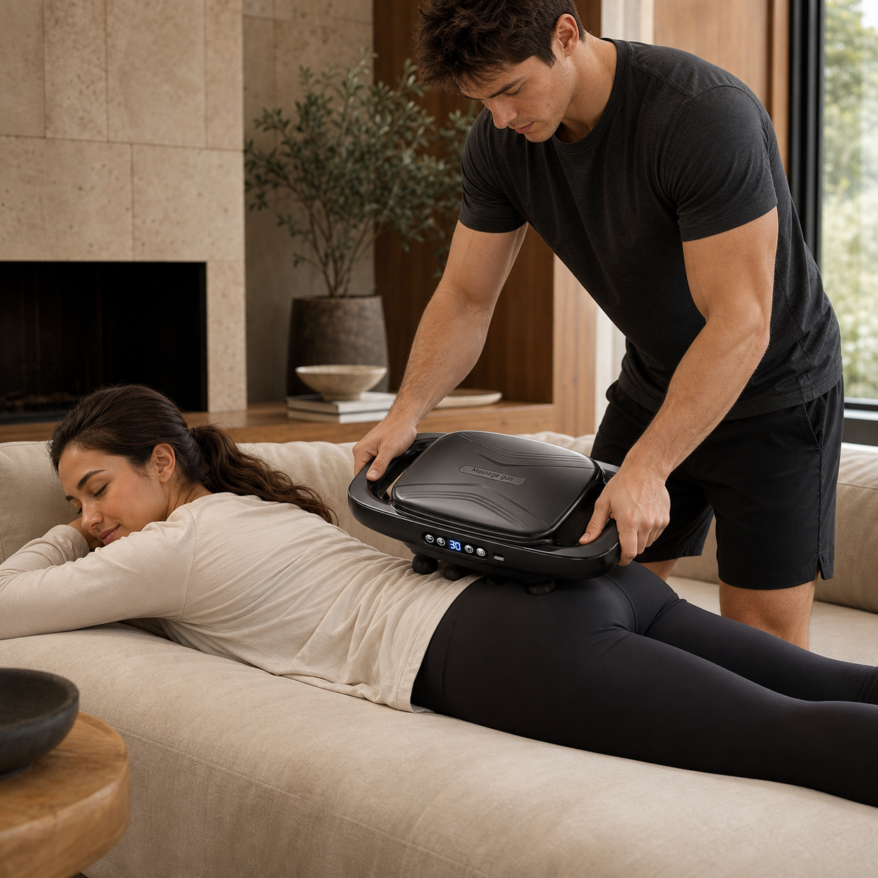 Dual-handle massager controls and grip