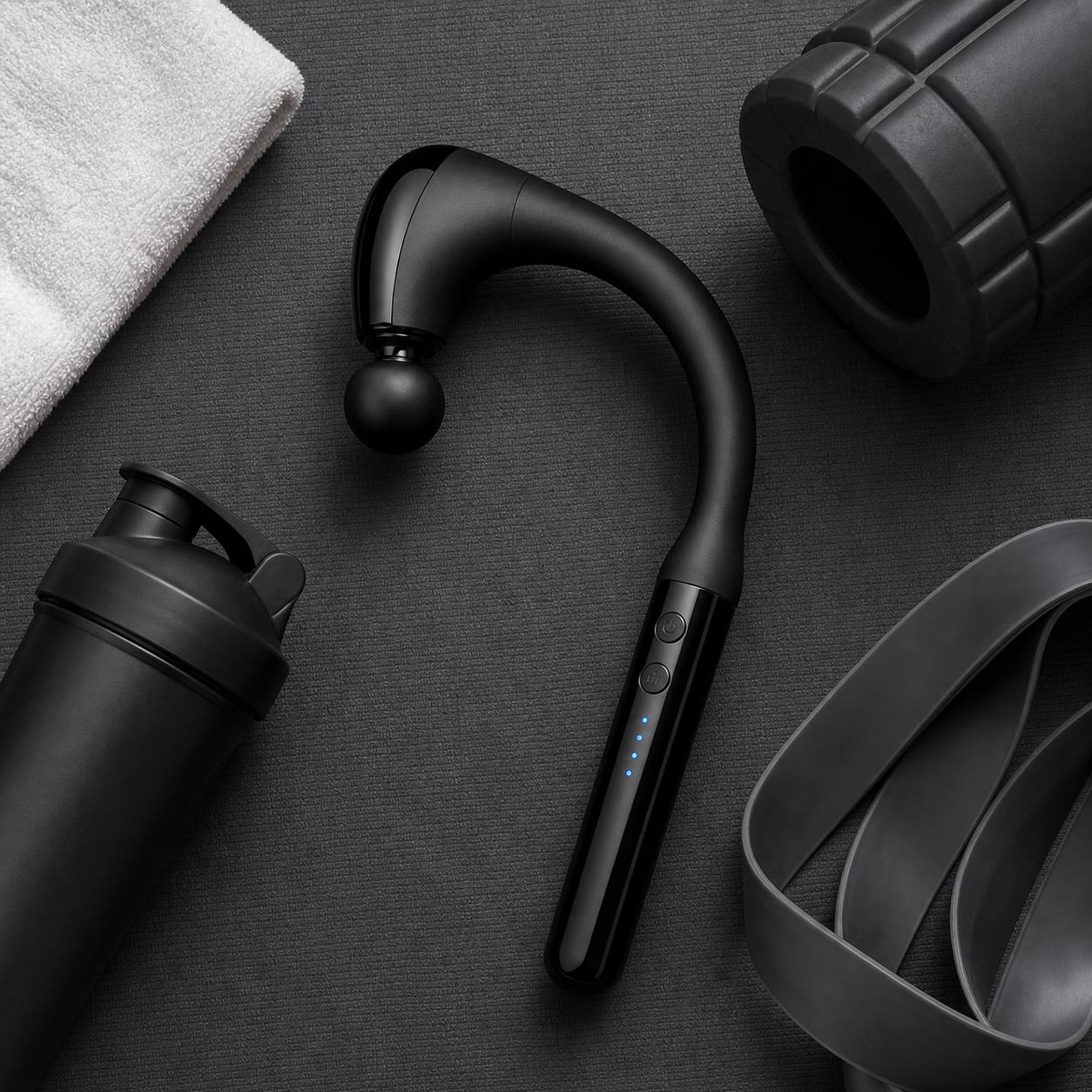 Electric back massager with ergonomic curved handle