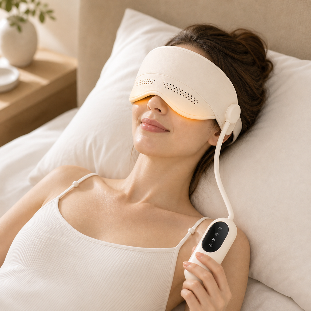 Air compression eye massager controls