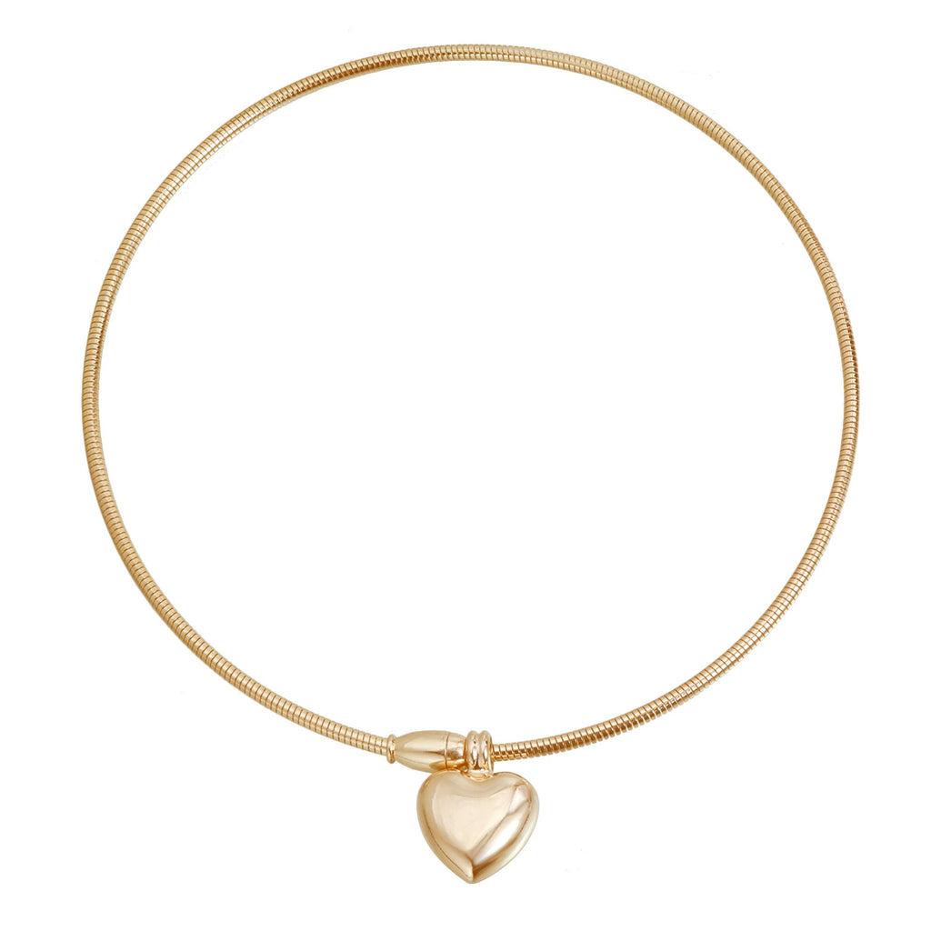 Gold-tone heart pendant necklace and bracelet set