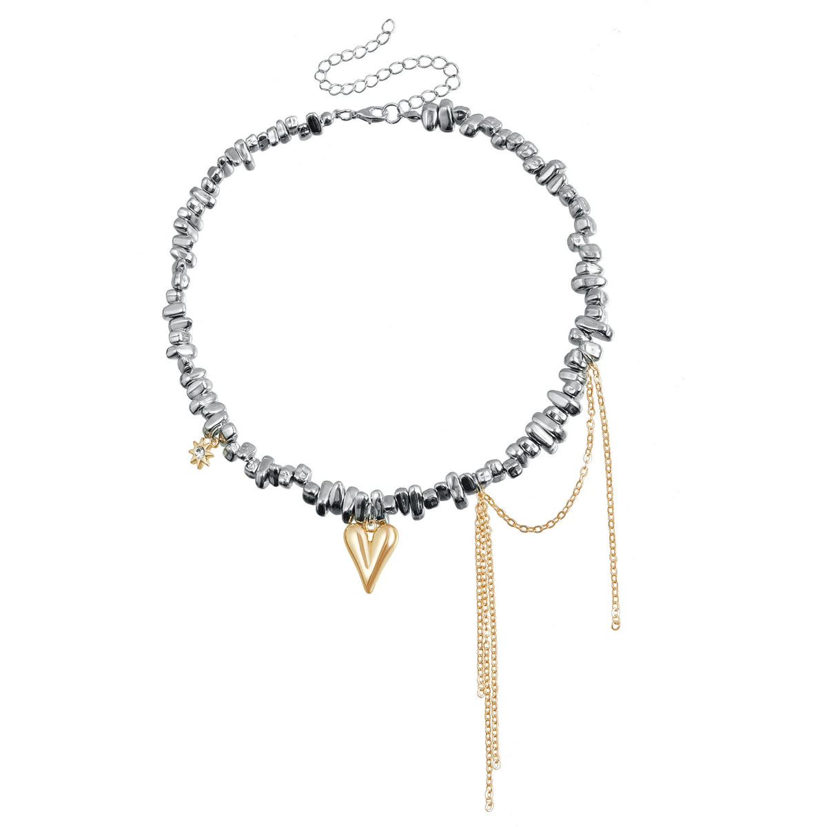 Statement Heart Tassel Bead Necklace