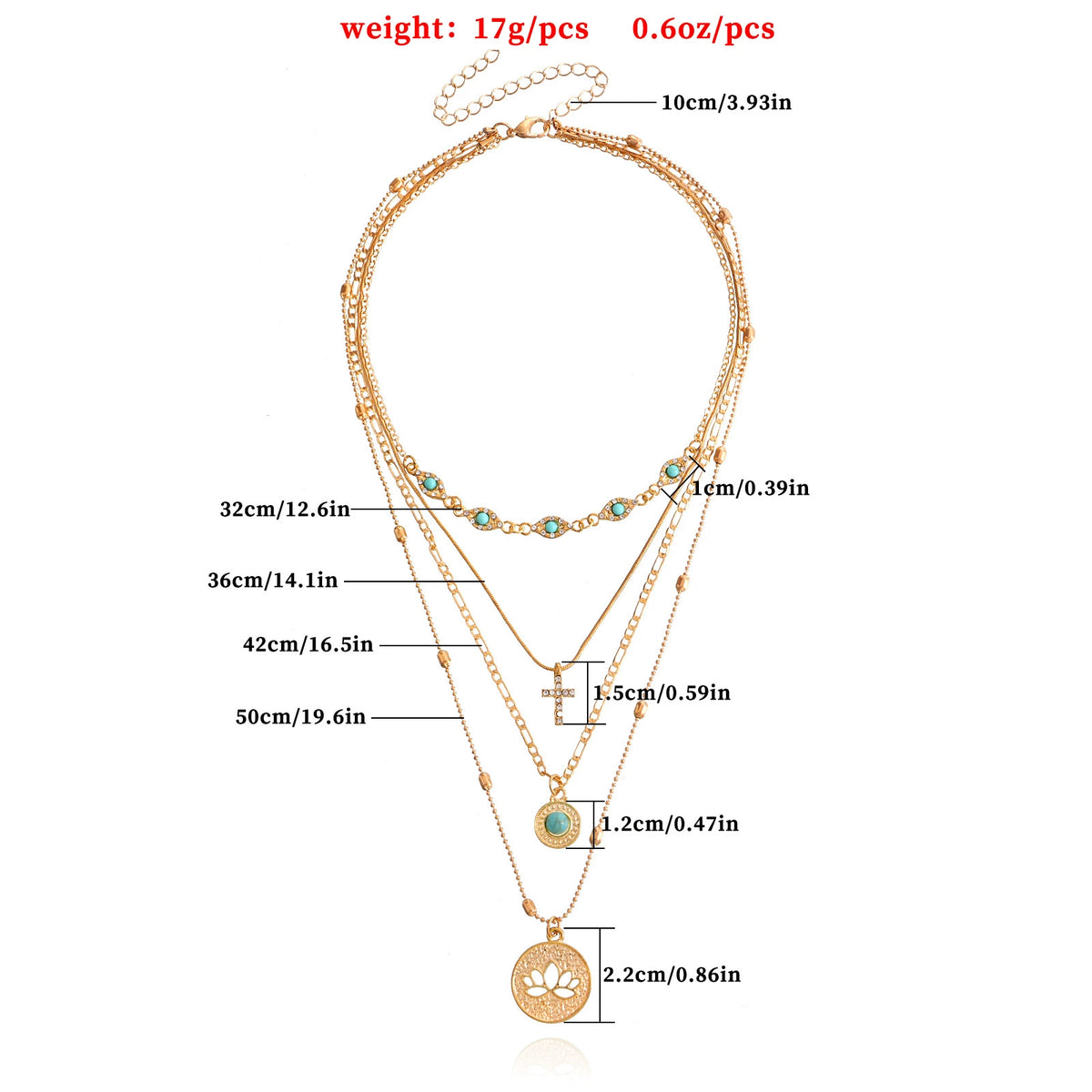 Statement Layered Cross Pendant Necklace with Crystal Details