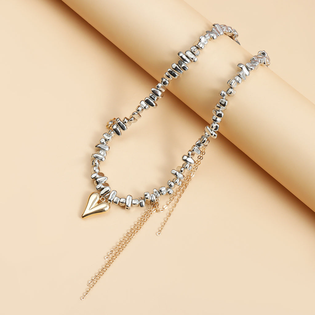 Statement Heart Tassel Bead Necklace