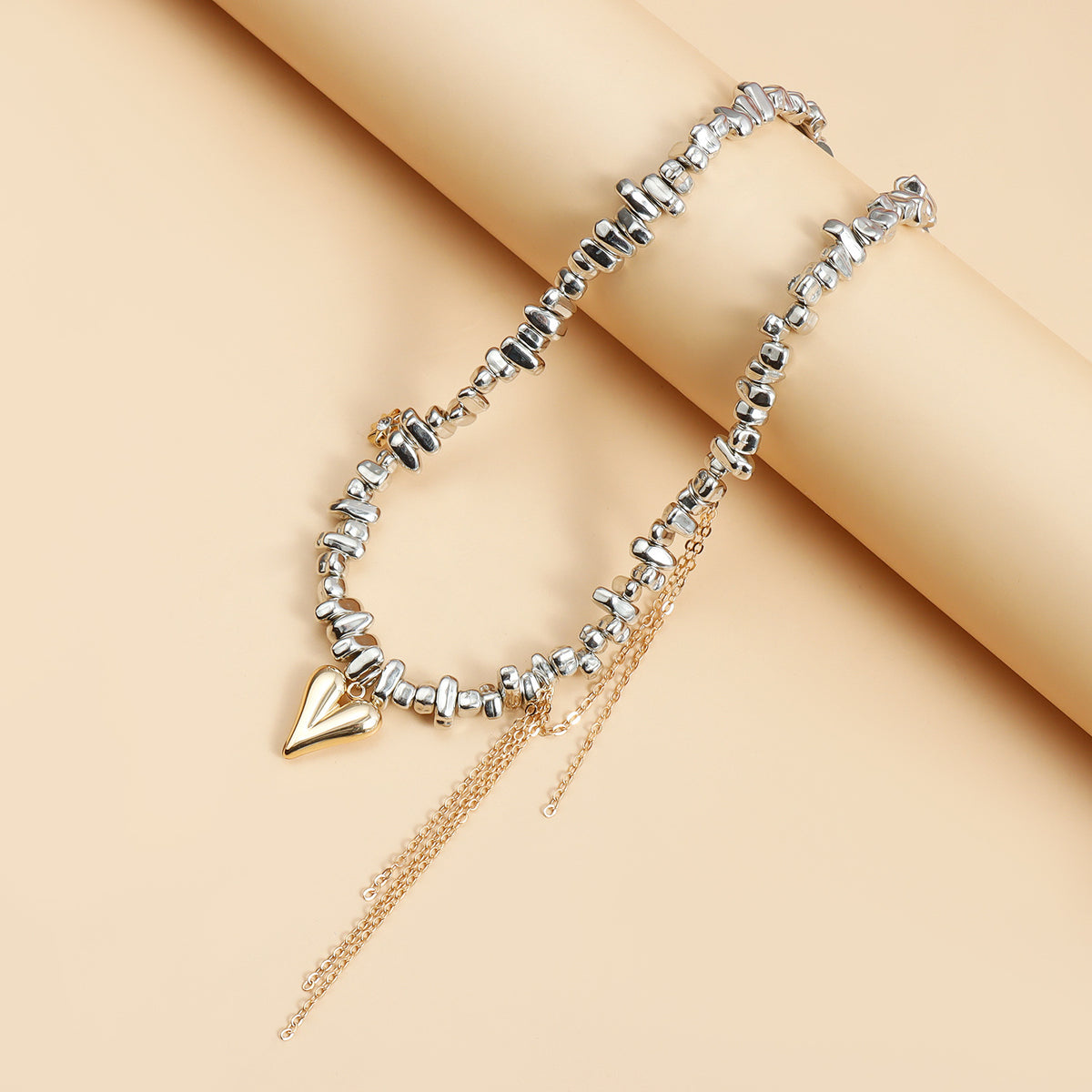 Statement Heart Tassel Bead Necklace