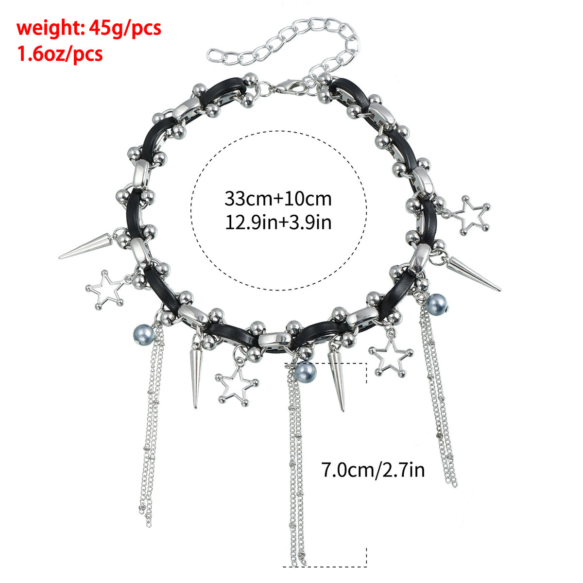 Punk Star Tassel Leather Choker Necklace