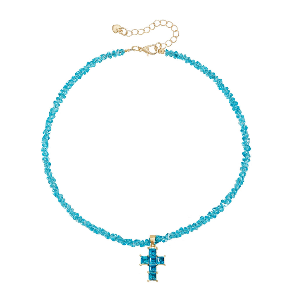Triangle Crystal Cross Street-Style Necklace