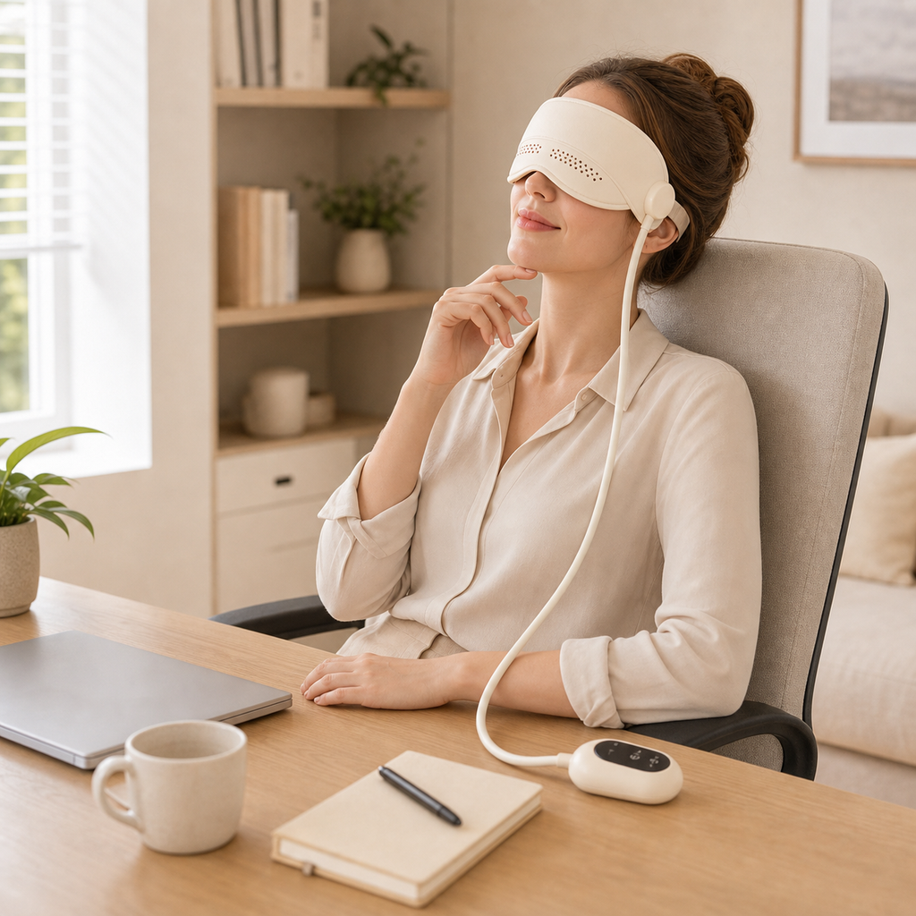 Cordless eye massager for home and travel